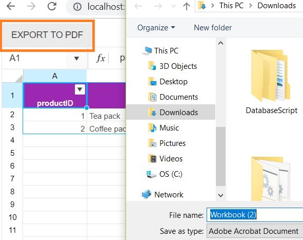 Exporting Kendo SpreadSheet To PDF With Remote DataBinding
